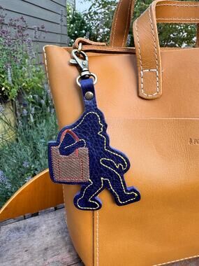 Portland Leather COBALT Big Foot Bag Charm Sasquatch Purse Charm Oregon PacNW